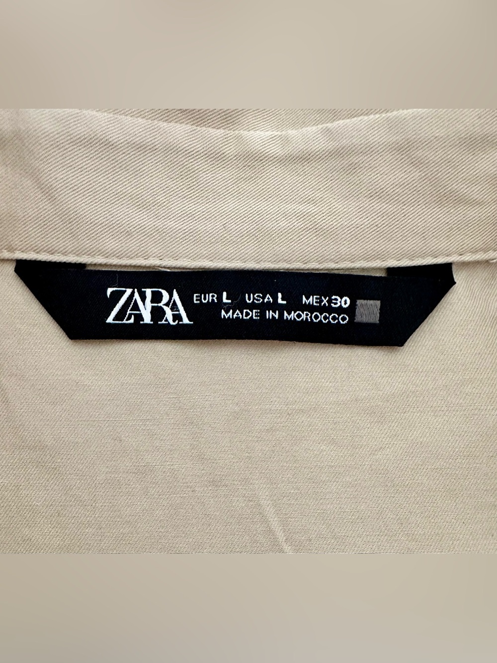 ZARA Relaxed Button-Front Beige Sz L Minimalist Normcore - Picture 6 of 8